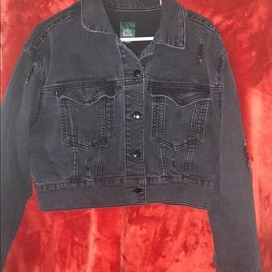Jean jacket with rips in it !